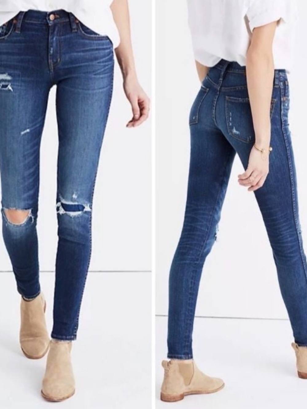 Madewell 8” High Riser Skinny‎ Skinny Jeans Slightly Distressed